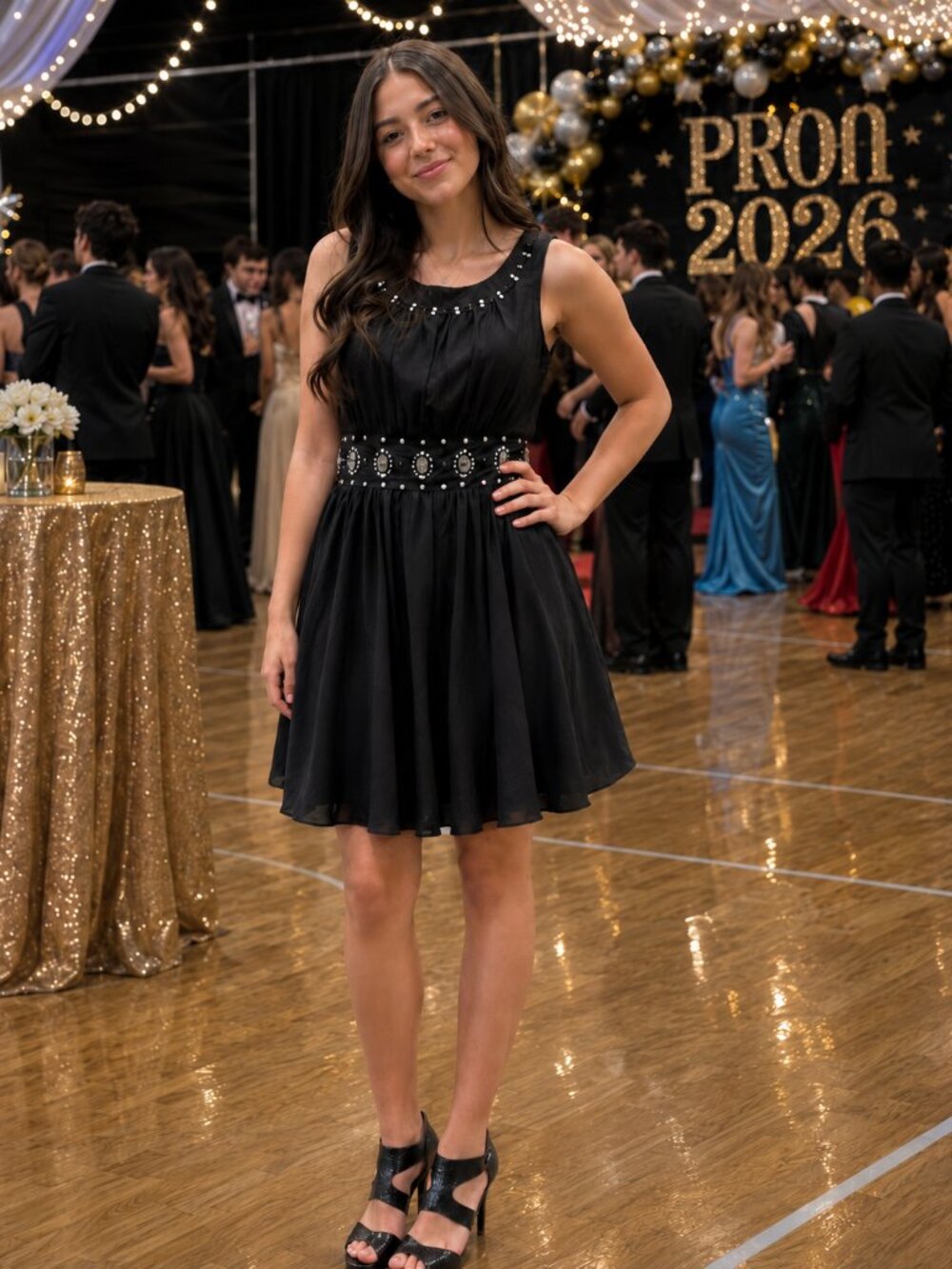 It's Prom Season - XOYA Embellished Black Mini Dress – Size XS